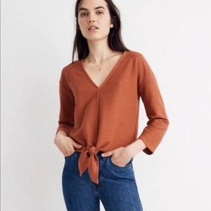 Madewell texture tie front top in burnt orange